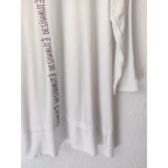 3/$20 Desigual Kassandra White & Red Floral Asymmetrical Long Sleeve Blouse M - Picture 7 of 8